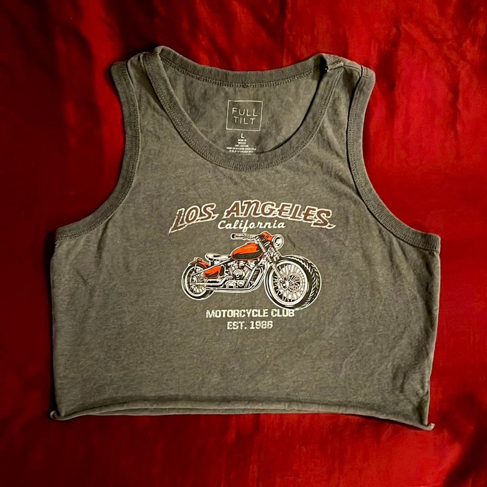Full Tilt Charcoal Los Angeles Motorcycle Crop Top